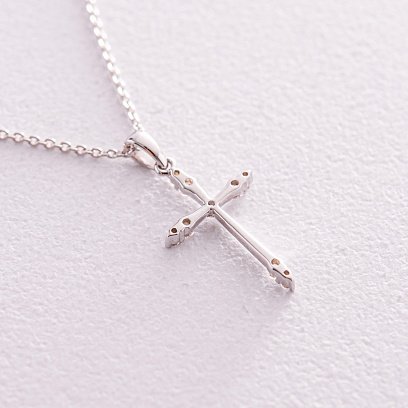 Золоте кольє "Хрестик" з діамантами колб0086са №3