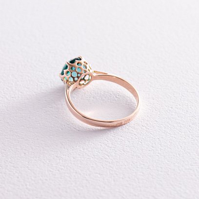 Кольцо в красном золоте (зеленый кварц) к4748кв №5