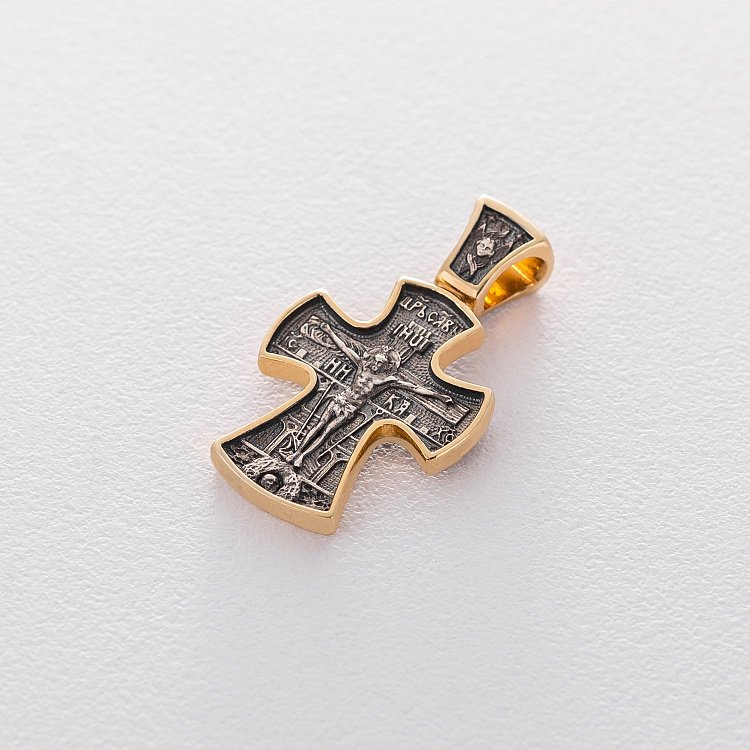 Серебряный православный крест с позолотой 132507 от ювелирного магазина Оникс