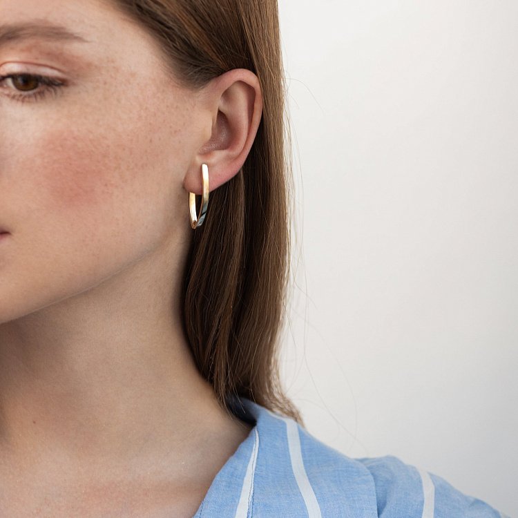 Серьги Минимализм в желтом золоте с06999 от ювелирного магазина Оникс - 2
