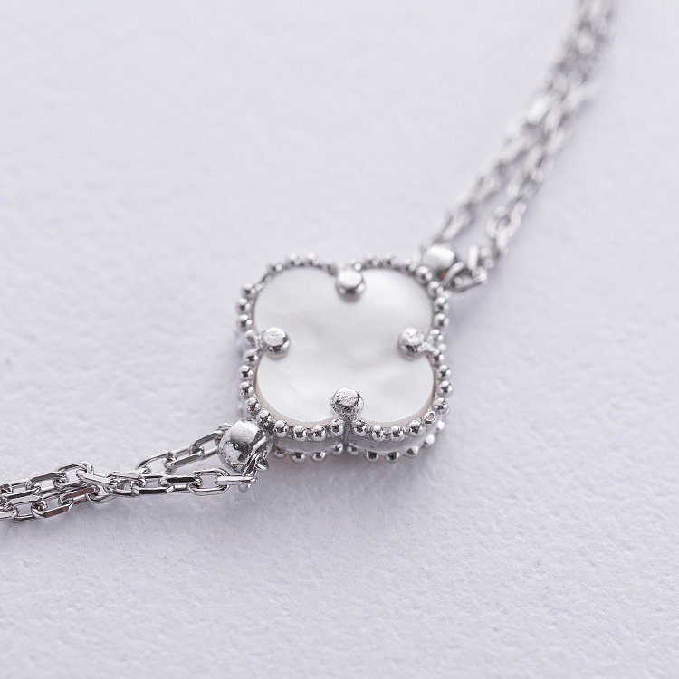 Серебряный браслет "Клевер" с перламутром 141697 от ювелирного магазина Оникс - 2