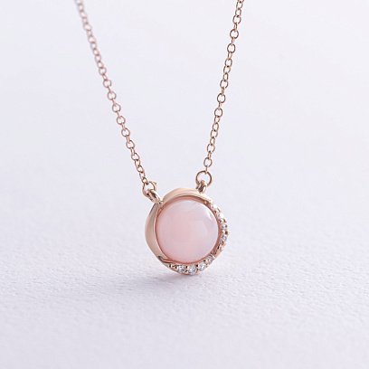 Золотое колье (розовый опал, бриллианты) колб0127sc