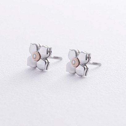 Золоті сережки - пусети "Конюшина" з діамантами 335221121