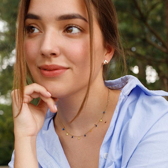 Серьги - пусеты "Акцент" в желтом золоте с07572 №5