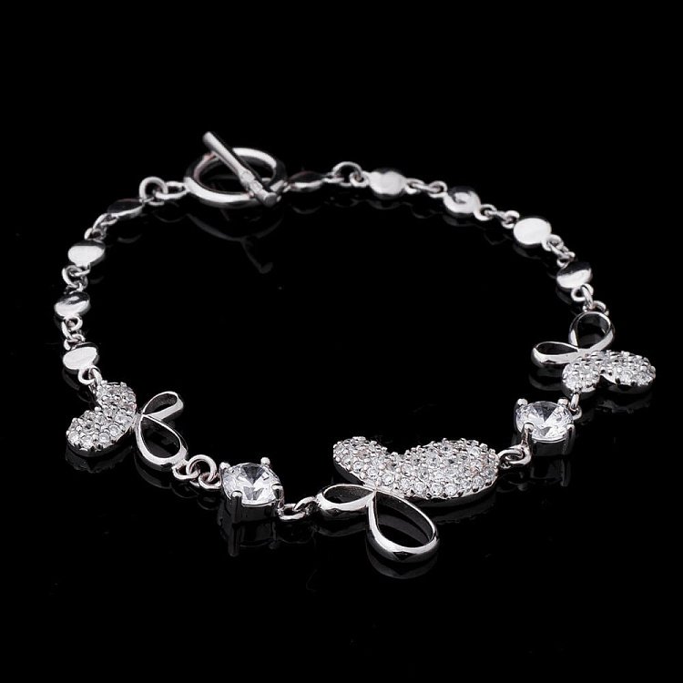 Родирований срібний браслет з фіанітами 14608 від ювелірного магазину Онікс