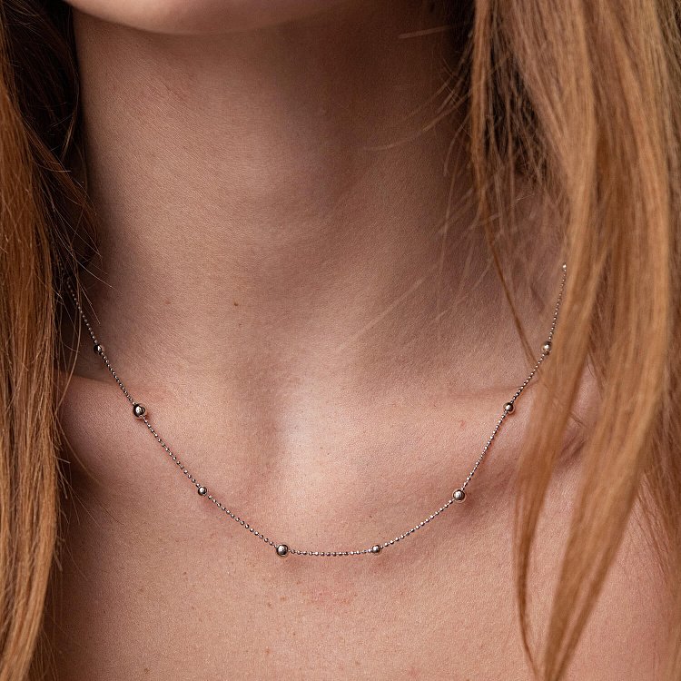 Кольє "Шарики" у білому золоті кол02126 від ювелірного магазину Онікс - 3