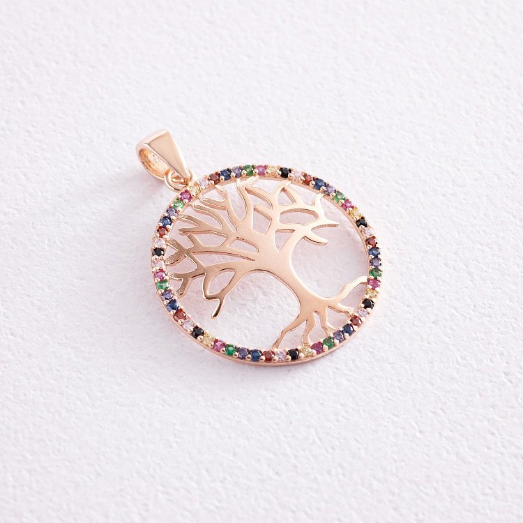 ﻿Золотий кулон "Дерево життя" з фіанітами п03654 від ювелірного магазину Онікс