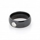 Керамическое кольцо с серебряной вставкой (фианит) 112048 от ювелирного магазина Оникс - 1