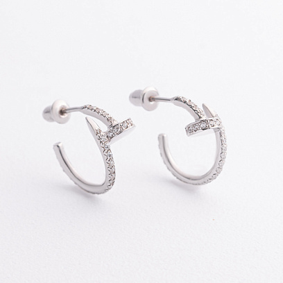 Серебряные серьги - пусеты "Гвоздь" с фианитами 1332с