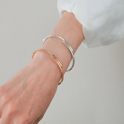 Жорсткий браслет "Змія" у червоному золоті б05619 №4