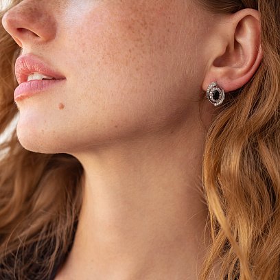 Золотые серьги с бриллиантами и сапфирами с2136 №4