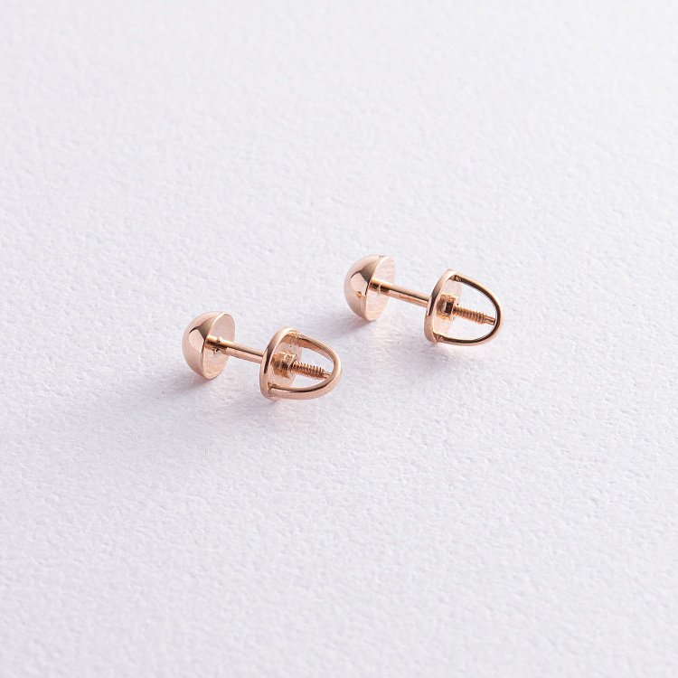 Сережки - пусети "Напівсфера" у червоному золоті (0.5 см) с08310 від ювелірного магазину Онікс - 3