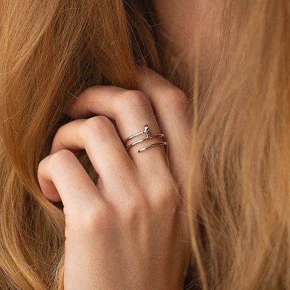 Каблучка "Цвях" у білому золоті к08177 №4