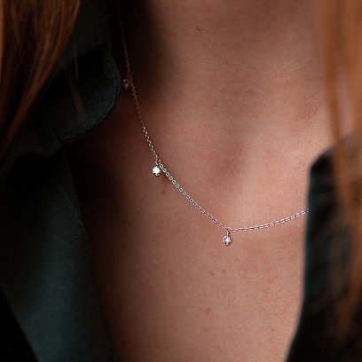 Золоте кольє "Крапельки" з діамантами колб0075z №3