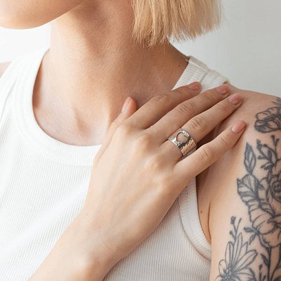 Широкое кольцо "Мама" в серебре 112206м №7