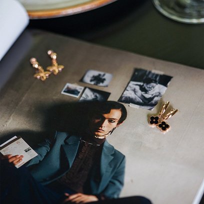 Золоті сережки "Конюшина" з емаллю с06814 №3