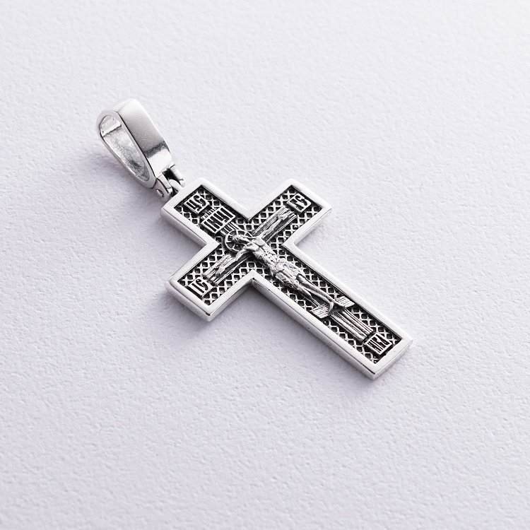 Срібний хрест "Розп'яття. Спаси і Збережи" кду-16 від ювелірного магазину Онікс - 5