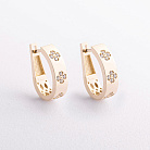 Сережки "Конюшина" з фіанітами (жовте золото) с09685 от ювелирного магазина Оникс