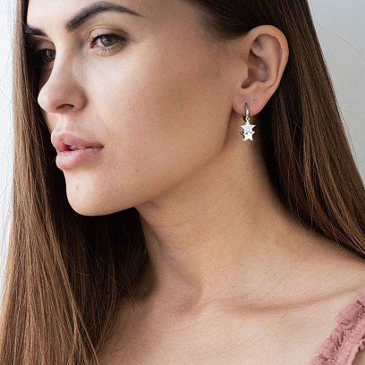 Серебряные серьги - кольца "Звездочки" 123343 №2