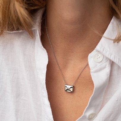 Срібне кольє "Конверт із секретом" (можливе гравіювання) 181215 №17