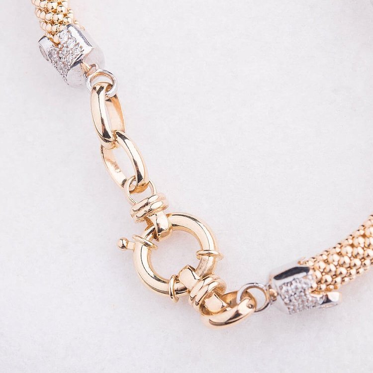 Золотий браслет з серцем (фіаніти) б02071 від ювелірного магазину Онікс - 3