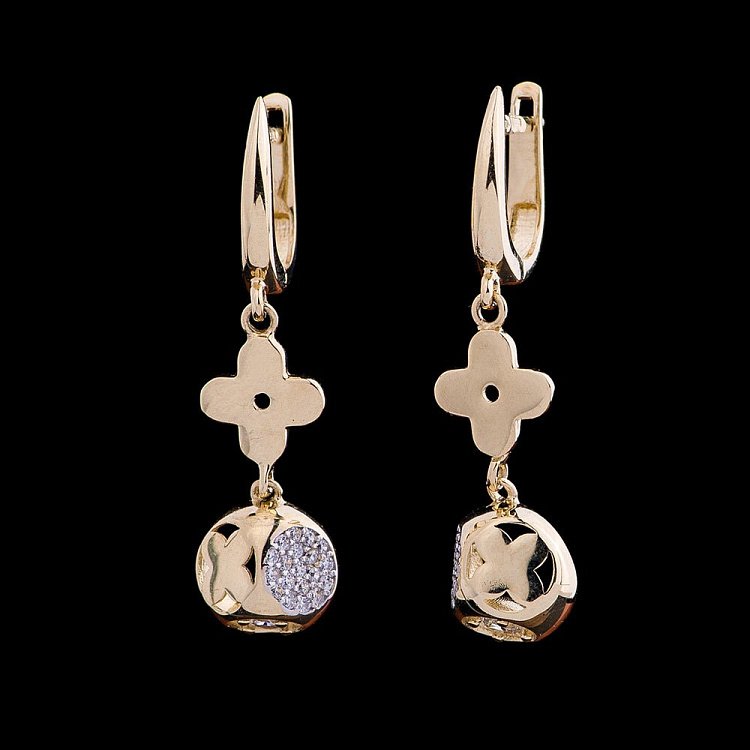 Золотые серьги (фианиты) с04489 от ювелирного магазина Оникс