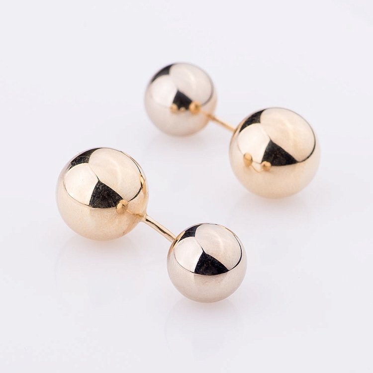 Золотые серьги с шарами с03608 от ювелирного магазина Оникс - 1