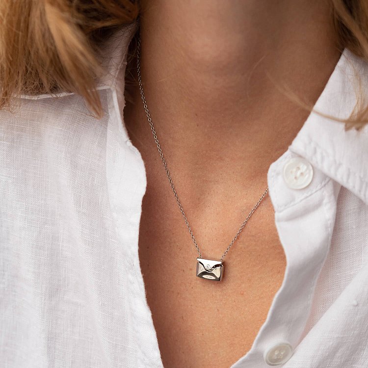 Срібне кольє "Конверт із секретом" (можливе гравіювання) 181215 від ювелірного магазину Онікс - 16