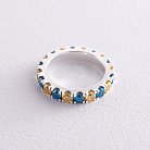 Серебряное кольцо с дорожкой голубых и желтых камней 112664 от ювелирного магазина Оникс - 11