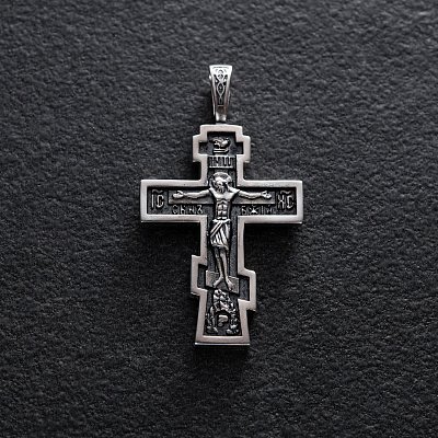 Серебряный православный крест (чернение) 132709