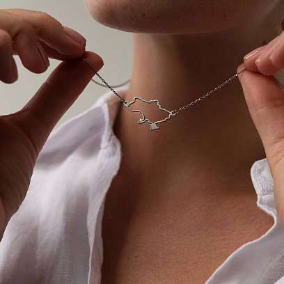 Кольє "Карта України" у сріблі 4034с №4