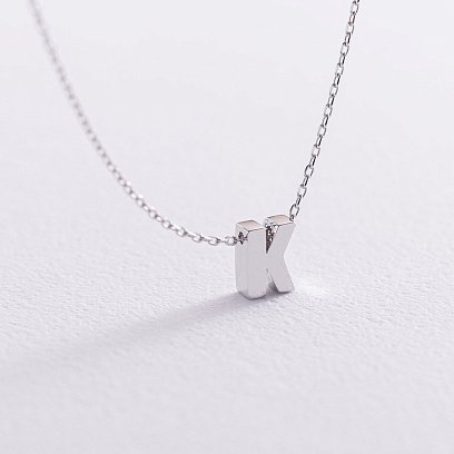 Колье с буквой "К" в белом золоте кол01254К №3