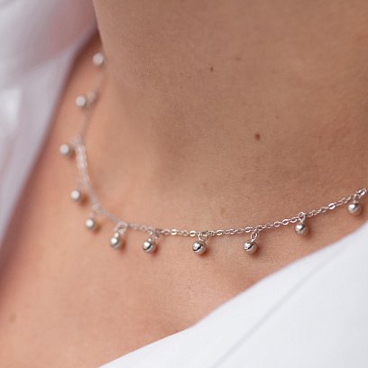 Серебряное колье "Шарики" 181247 №7