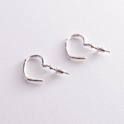 Серебряные серьги - пусеты "Сердечки" 123215 №4