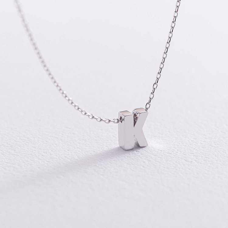 Колье с буквой "К" в белом золоте кол01254К от ювелирного магазина Оникс - 2