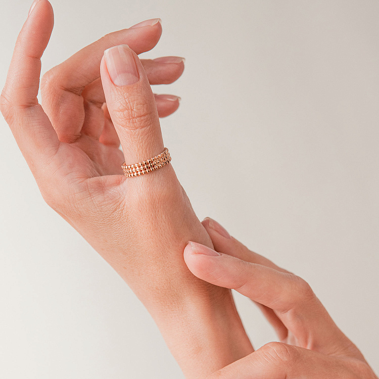 Кольцо "Рейчел" с шариками (красное золото) mini К08295 от ювелирного магазина Оникс - 3