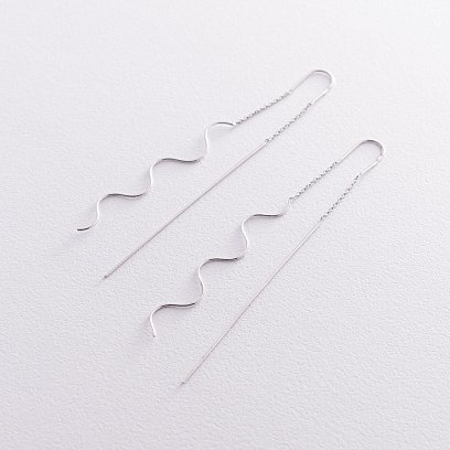 Висячі сережки "Міллі" в білому золоті с07381