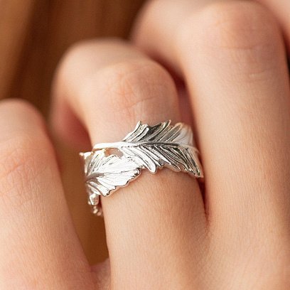 Срібна каблучка "Пір'їнка" 111714 №3