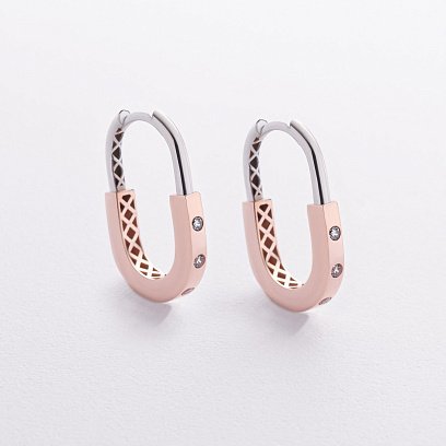 Серьги "Camilla" в красном и белом золоте (фианиты) с09376