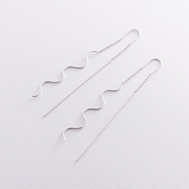 Висячі сережки "Міллі" в білому золоті с07381 від ювелірного магазину Онікс