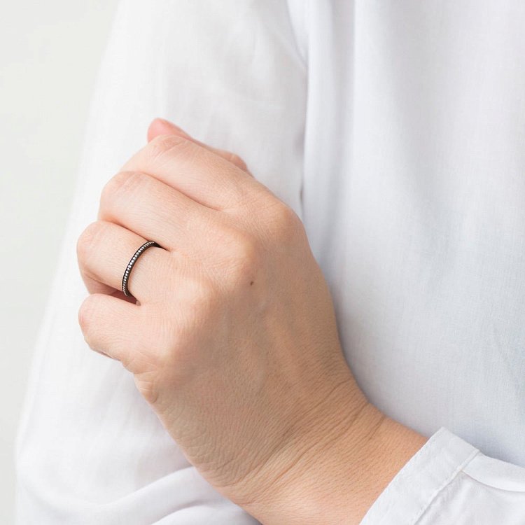 Золотое кольцо с бриллиантами (оксидирование) кб0114ch - 2 Золотое кольцо с бриллиантами (оксидирование) кб0114ch от ювелирного магазина Оникс - 2