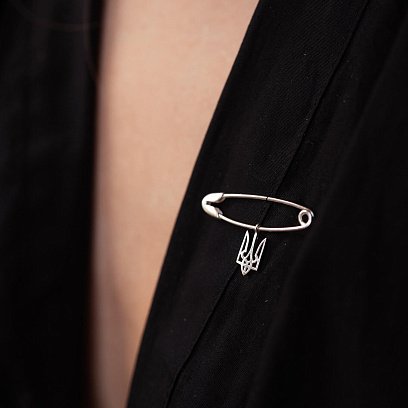 Серебряная булавка "Герб Украины - Тризуб" 21055 №8