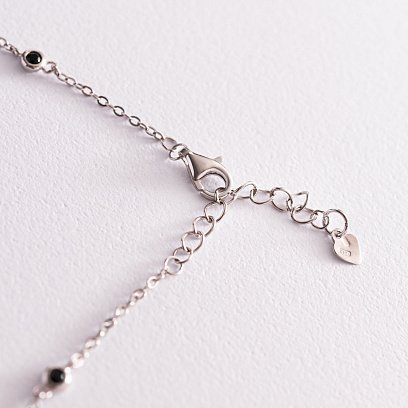 Серебряное колье с черными фианитами 181155 №5