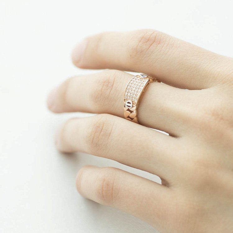 Золотое кольцо с фианитами к05899 - 4 Золотое кольцо с фианитами к05899 от ювелирного магазина Оникс - 4