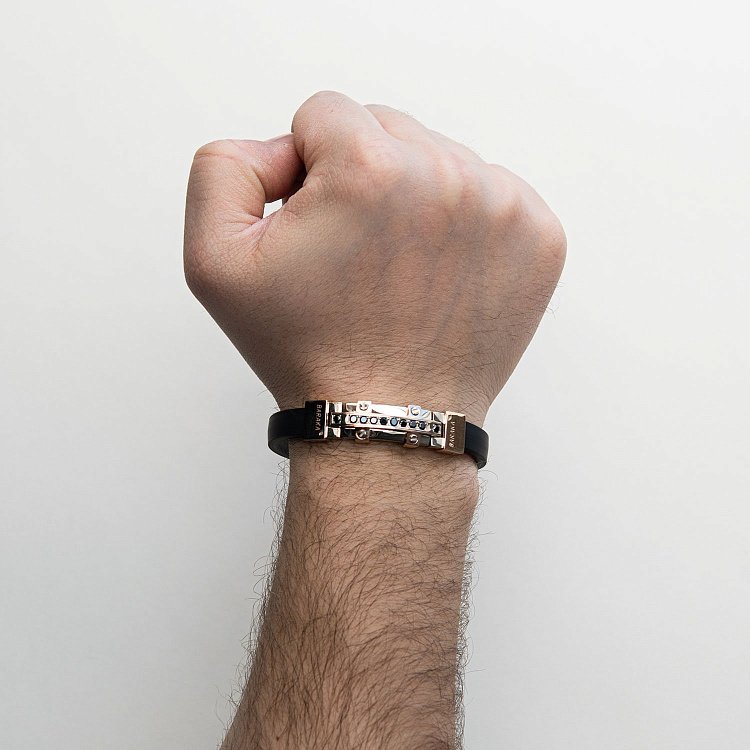 Мужской золотой браслет (каучук) Б0025/1 от ювелирного магазина Оникс - 1