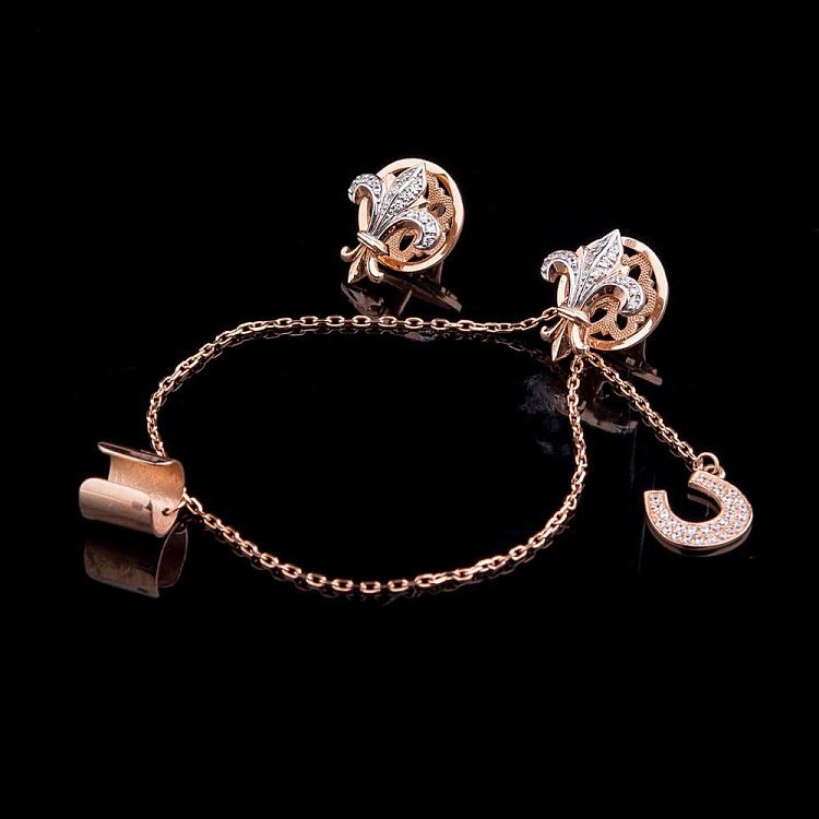 Эксклюзивные серьги-гвоздики с фианитами 14050728 от ювелирного магазина Оникс - 3