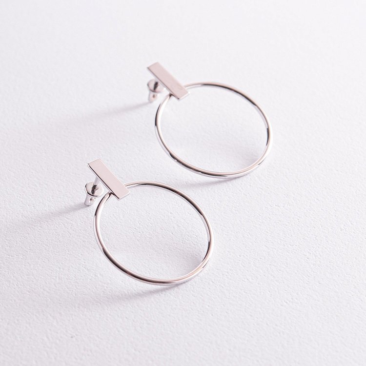 Сережки - пусети "Впевненість" у білому золоті с07883 від ювелірного магазину Онікс - 2