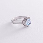Серебряное кольцо с голубым топазом и фианитами 111056 от ювелирного магазина Оникс - 3