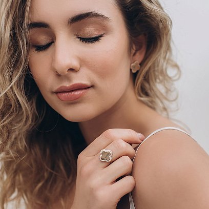 Золотые серьги "Клевер" (фианит) с06172 №4