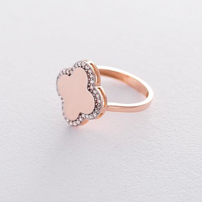 Золотое кольцо "Клевер" с фианитами к06219 №2